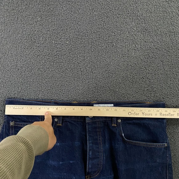 Gustin Selvedge Jeans Mens 38x34 Slim Fit Blue Denim Button Fly Made in USA - Picture 11 of 16